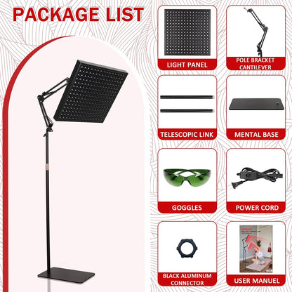 12 Squard Red Light Therapy for Face and Body, Adjustable Height Stand, 660Nm Red Light Therapy & 850Nm Infrared Light Therapy Device, Skin