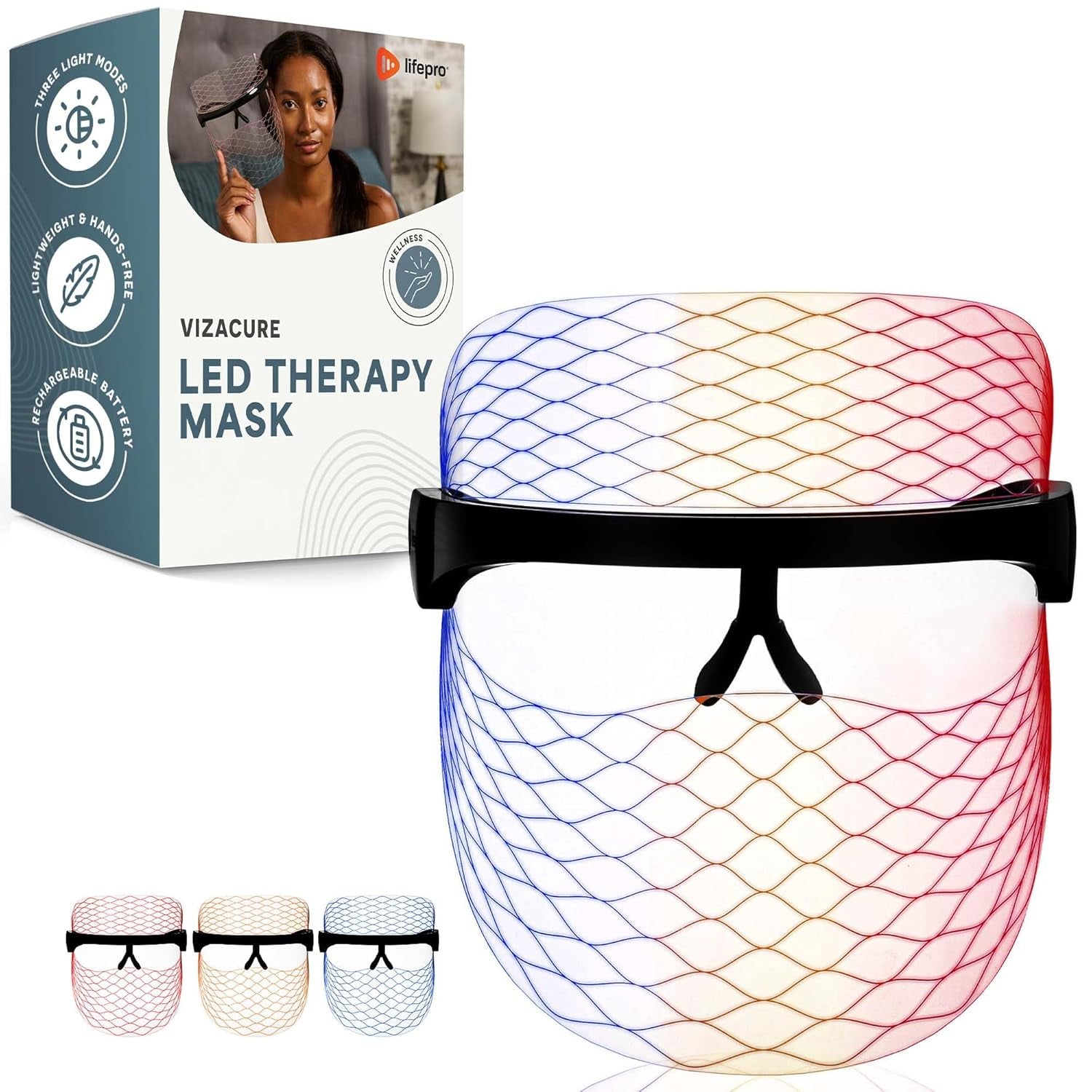 Revitalize Your Skin with Vizacure LED Face Mask – Rechargeable Red & Blue Light Therapy for At-Home Radiance