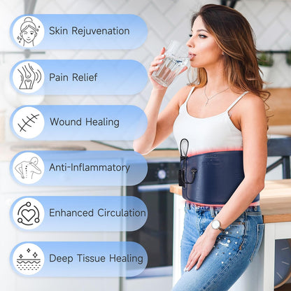 Red Light Therapy for Body, Portable Red Light Therapy Belt for Back Pain Relief, 3 in 1 Infrared Light Therapy with Soft Skin-Friendly Fabric, 660Nm 850Nm near Infrared Light Therapy Warp for Knee