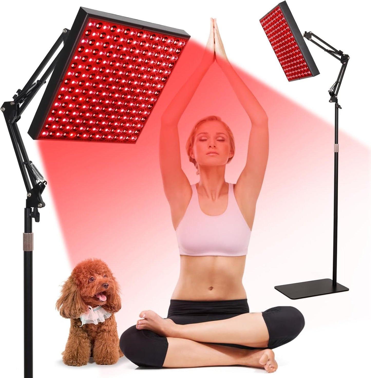 12 Squard Red Light Therapy for Face and Body, Adjustable Height Stand, 660Nm Red Light Therapy & 850Nm Infrared Light Therapy Device, Skin