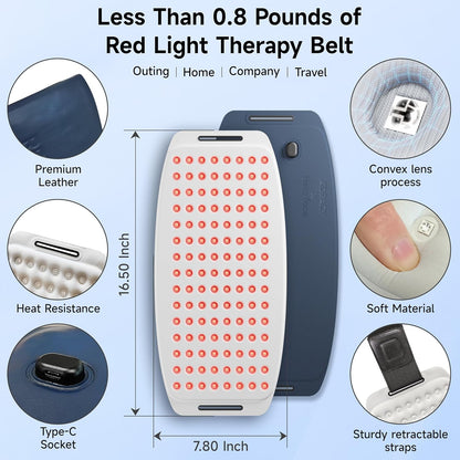 Red Light Therapy for Body, Portable Red Light Therapy Belt for Back Pain Relief, 3 in 1 Infrared Light Therapy with Soft Skin-Friendly Fabric, 660Nm 850Nm near Infrared Light Therapy Warp for Knee