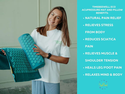 Ultimate Acupressure Mat and Pillow Set for Back & Neck Pain Relief | Eco-Friendly Travel Bag Included | Perfect for Stress Relief, Sciatica, and Foot Massage