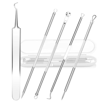 5 PCS Blackhead Remover Comedones Extractor Acne Removal Kit for Blemish, Whitehead Popping, Zit Removing for Nose Face Tools