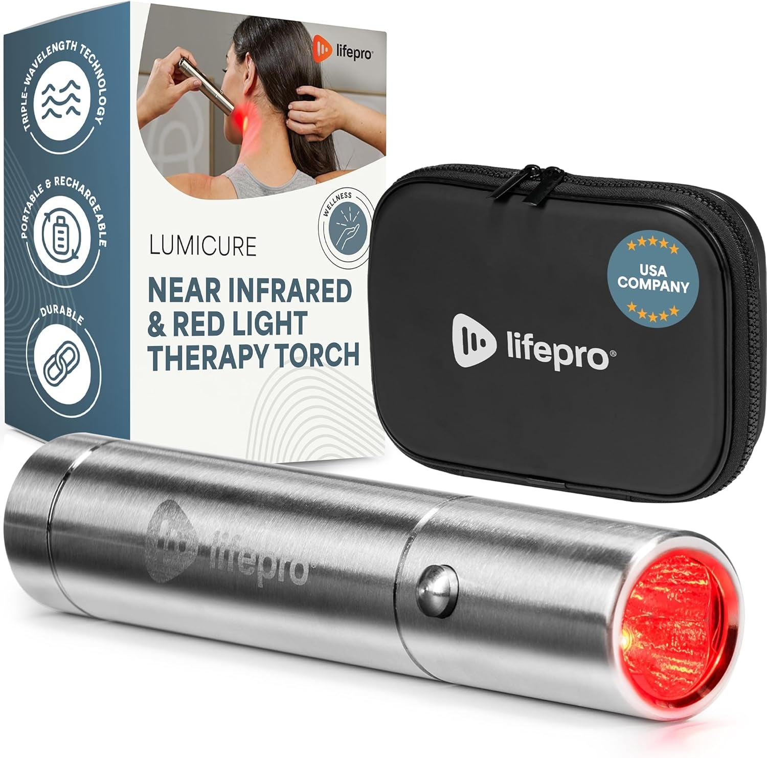 near Infrared Red Light Therapy for Body Joints & Muscles Wellness Support, Lumicure Portable Red Light Therapy Torch with 630Nm, 660Nm, 850Nm Leds - Support Daily Relaxation and Comfort