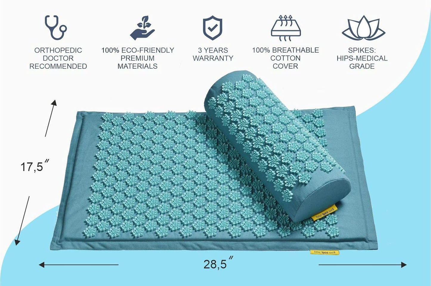 Ultimate Acupressure Mat and Pillow Set for Back & Neck Pain Relief | Eco-Friendly Travel Bag Included | Perfect for Stress Relief, Sciatica, and Foot Massage