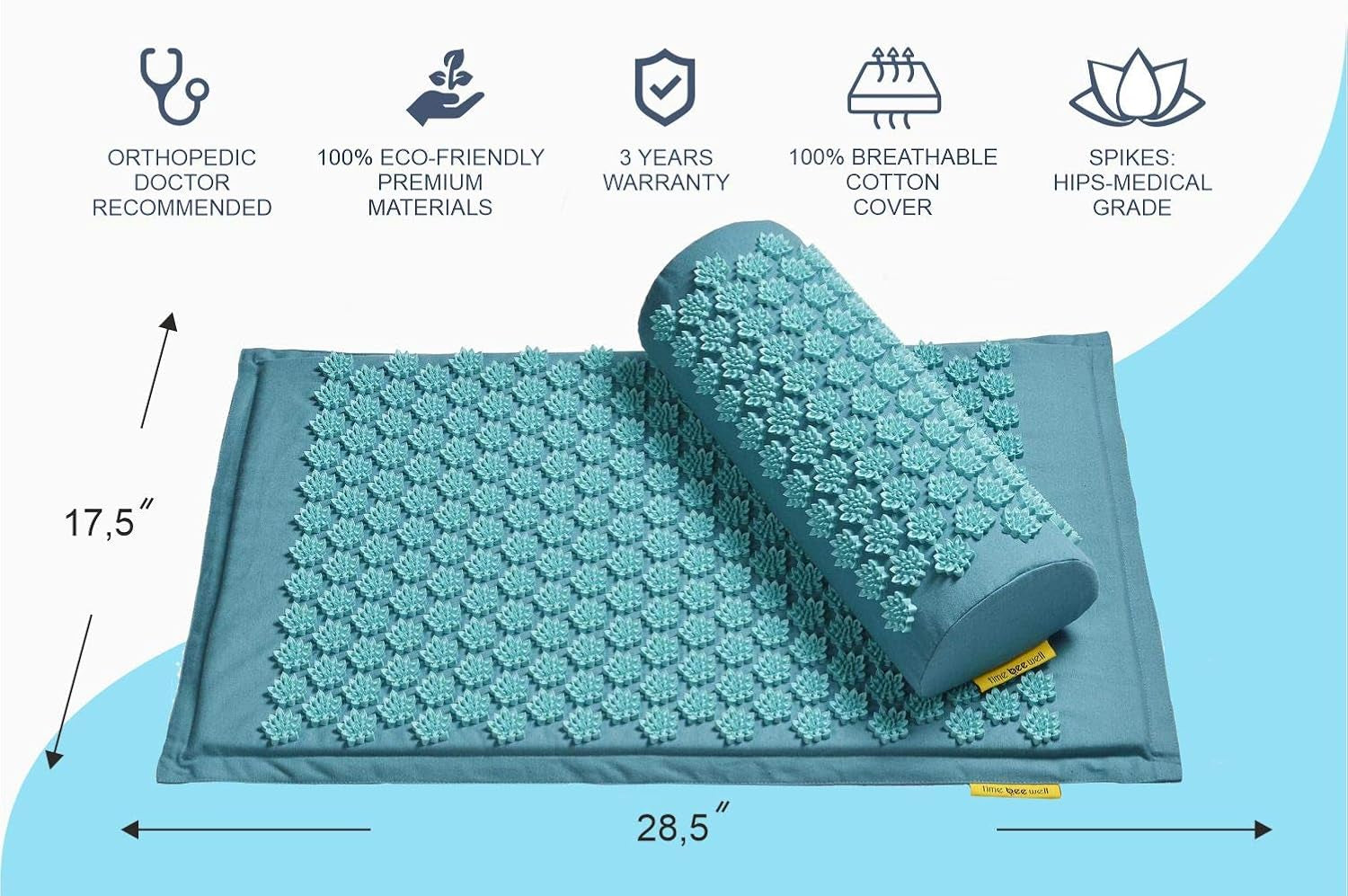 Ultimate Acupressure Mat and Pillow Set for Back & Neck Pain Relief | Eco-Friendly Travel Bag Included | Perfect for Stress Relief, Sciatica, and Foot Massage
