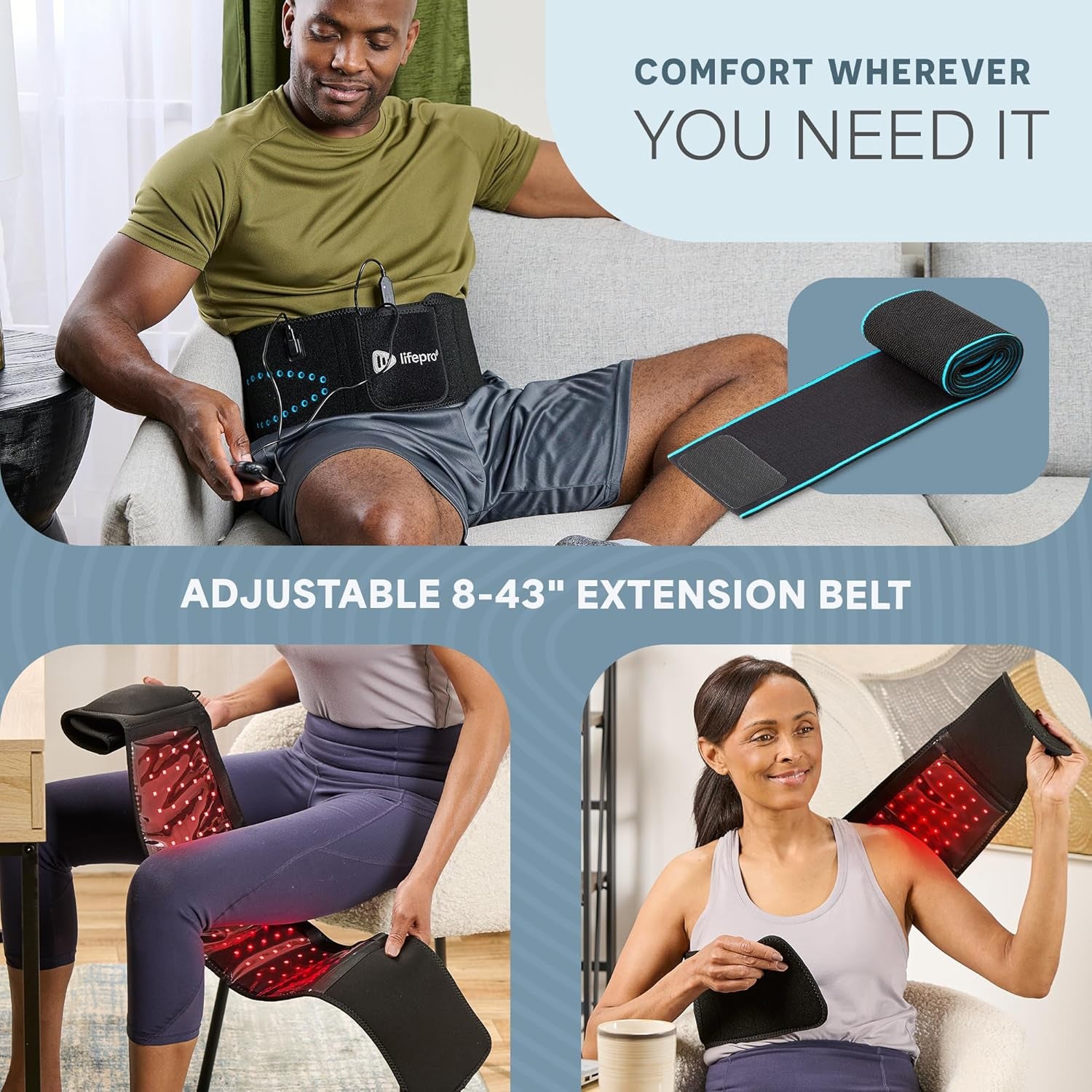 Red Light Therapy Belt – Allevared Infrared Red Light Therapy for Body, Back Pain and Shoulder - 660Nm & 850Nm near Infrared Heating Pad – Adjustable & Portable for Wellness & Relaxation