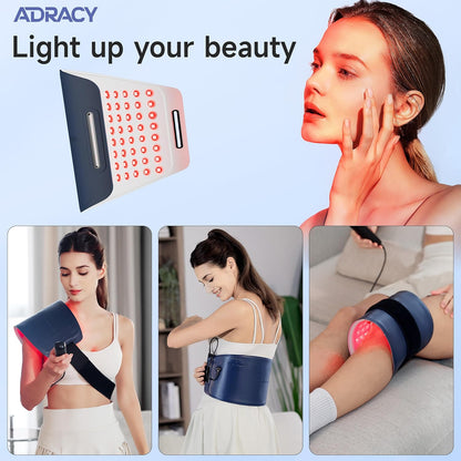 Red Light Therapy for Body, Portable Red Light Therapy Belt for Back Pain Relief, 3 in 1 Infrared Light Therapy with Soft Skin-Friendly Fabric, 660Nm 850Nm near Infrared Light Therapy Warp for Knee